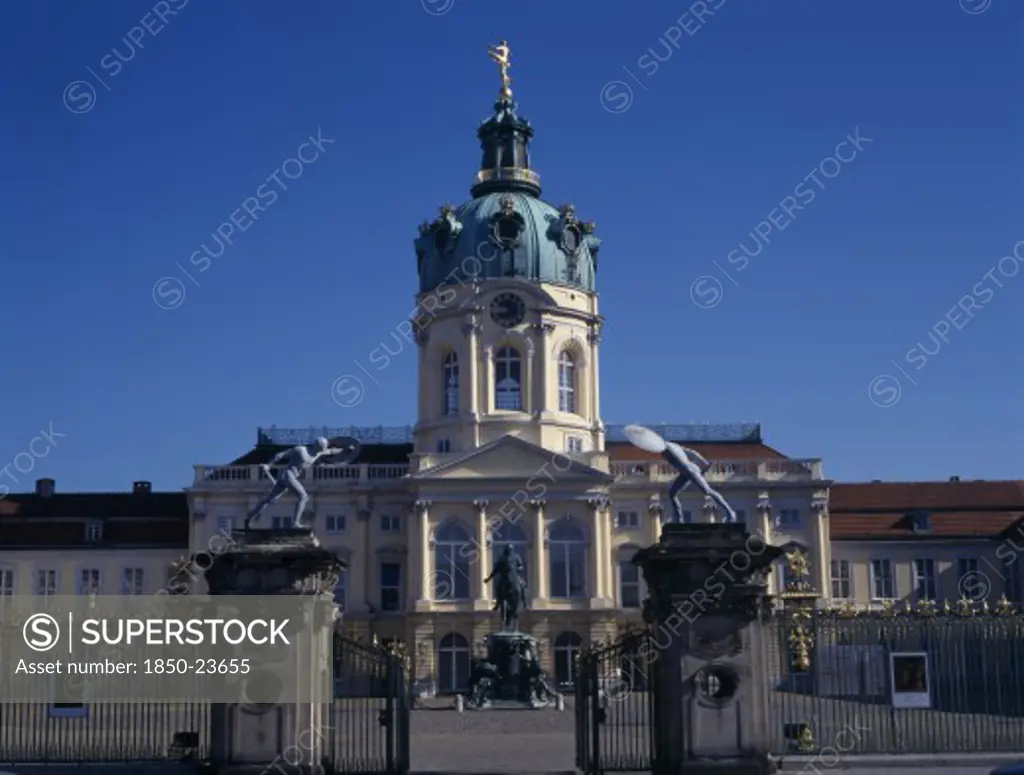 Germany, Berlin, Charlottenburg Palace. Front Exterior Seen From Entrance Gates