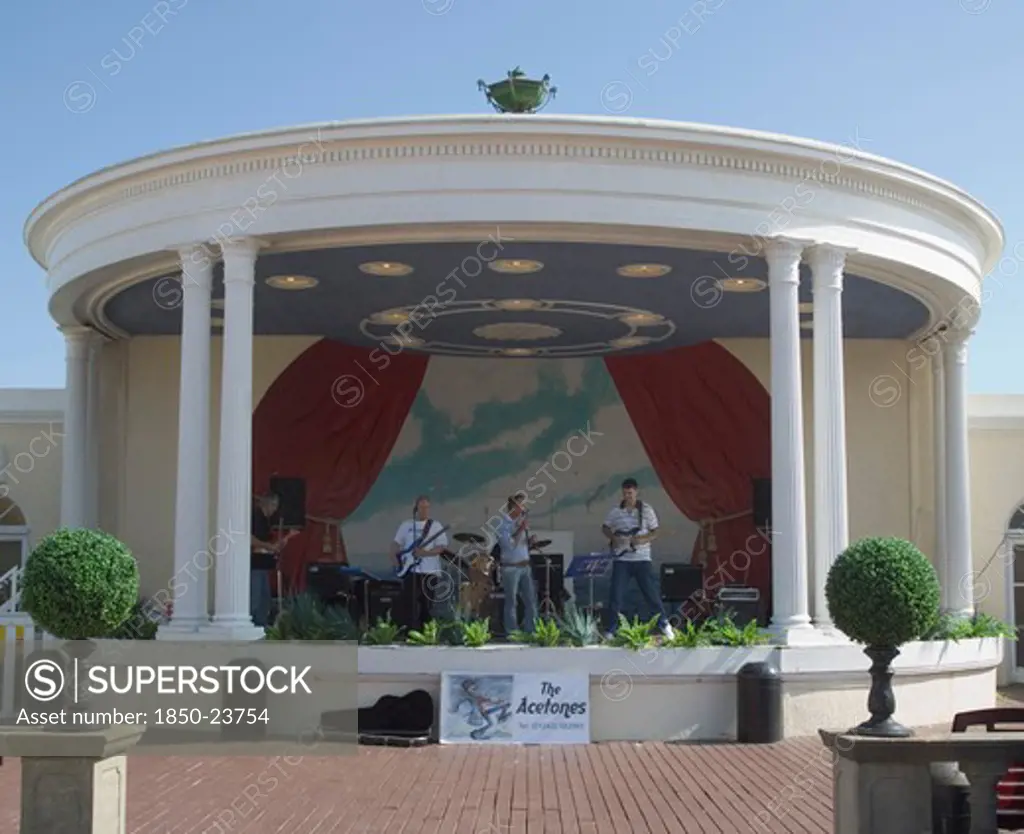 England, West Sussex, Worthing, A Band Playing In The Lido Bandstand