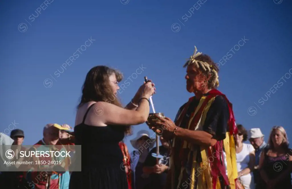 England, East Sussex, Eastbourne, Pagans Celebrating The Lammas Day Festival In August.
