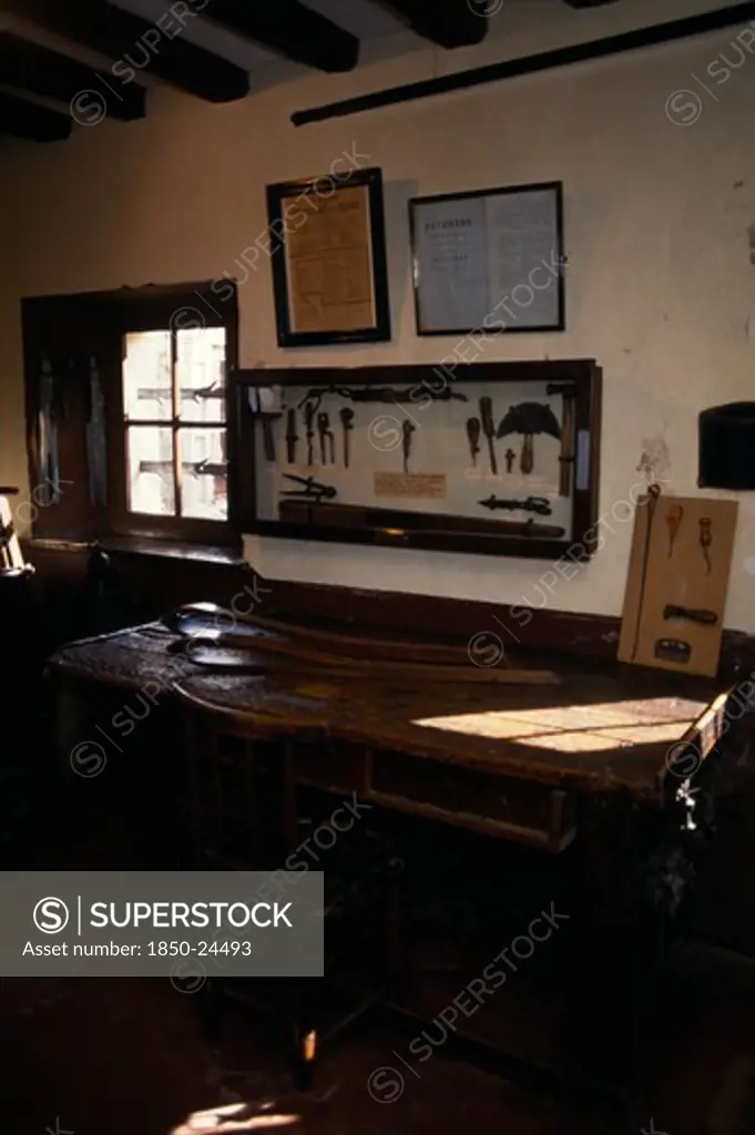 Health, Disability, Blind, 'Louis BrailleS FatherS Work Bench And Tools. Braille Museum In Coupvray, France.'