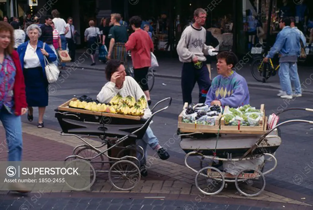 Ireland, Dublin, Street Traders Selling Fruit From Prams