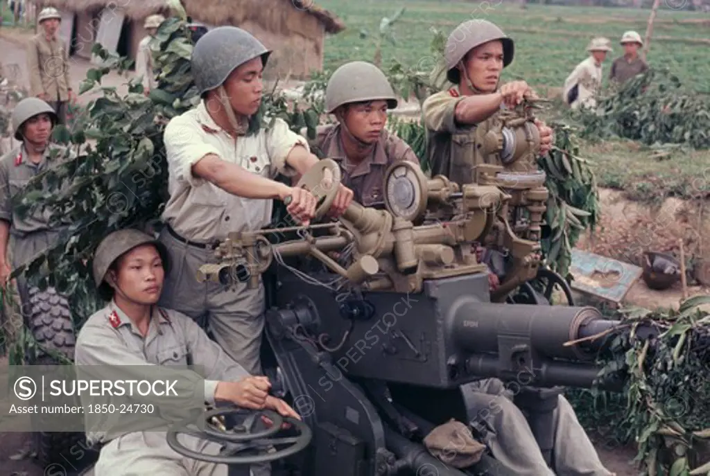 Vietnam, North , War, North Vietnamese Soldiers With Anti Aircraft Missile Launcher.