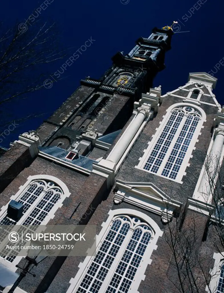 Holland, Noord Holland, Amsterdam, Westerkerk Church Built In 1620 With Tower 1614