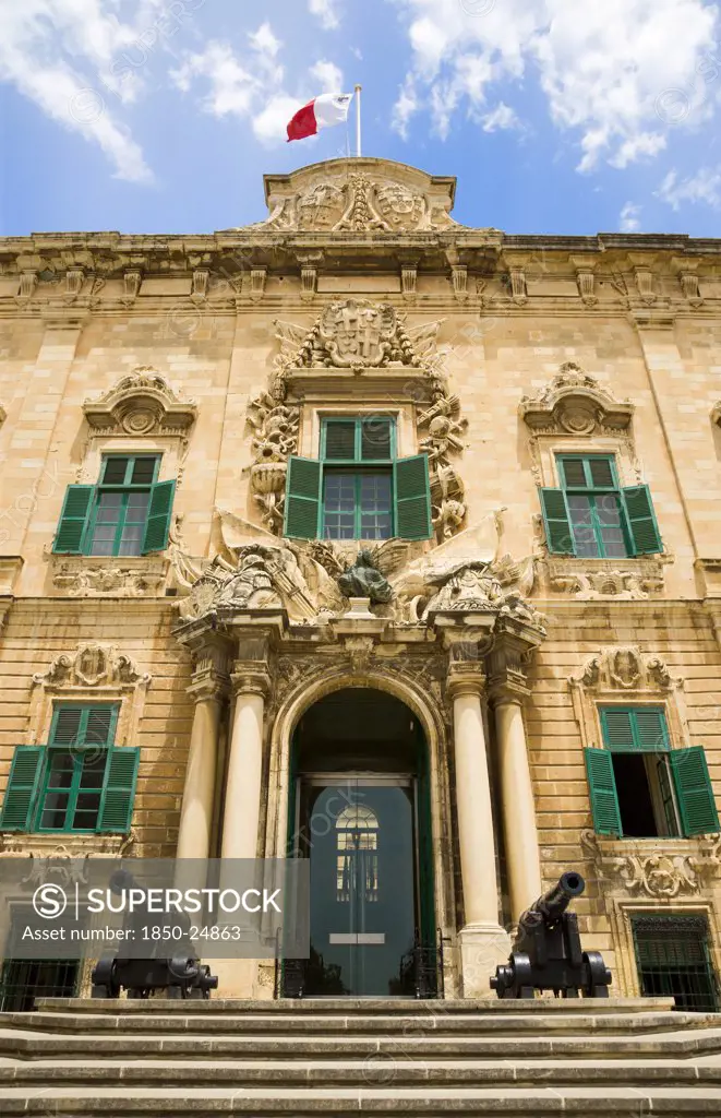 Malta, Valletta, 'The Auberge De Castille The Official Seat Of The Knights Of The Langue Of Castille, Leon And Portugal Designed By The Maltese Architect Girolamo Cassar In 1574, Now The Office Of The Prime Minister.'