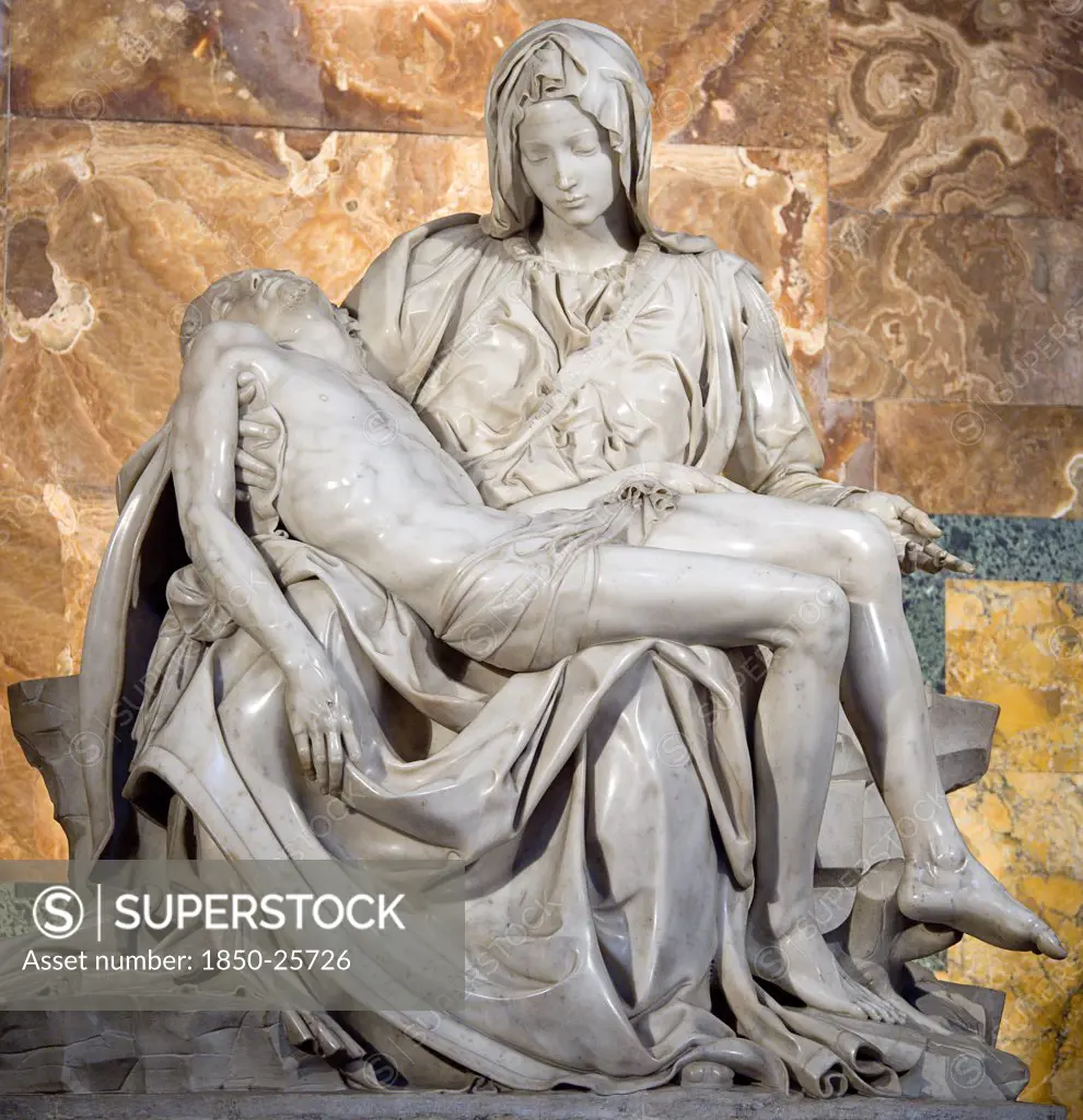 Italy, Lazio, Rome, Vatican City The 1499 Renaissance Pieta By Michelangelo In St Peter'S Basilica Depicting The Body Of Jesus In The Arms Of His Mother Mary After The Crucifixion