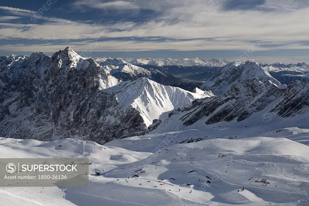 Germany, Bavaria, Zugspitze, View South East From Zugspitze.