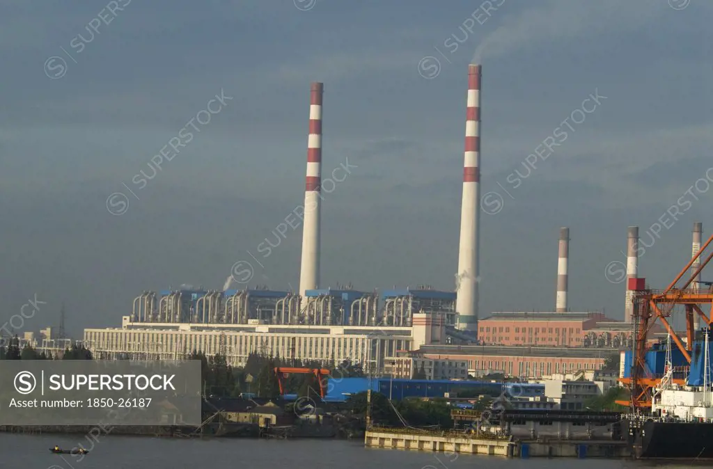 China, Yangtze River, Power Station On The Yangtze Up River From Shanghai