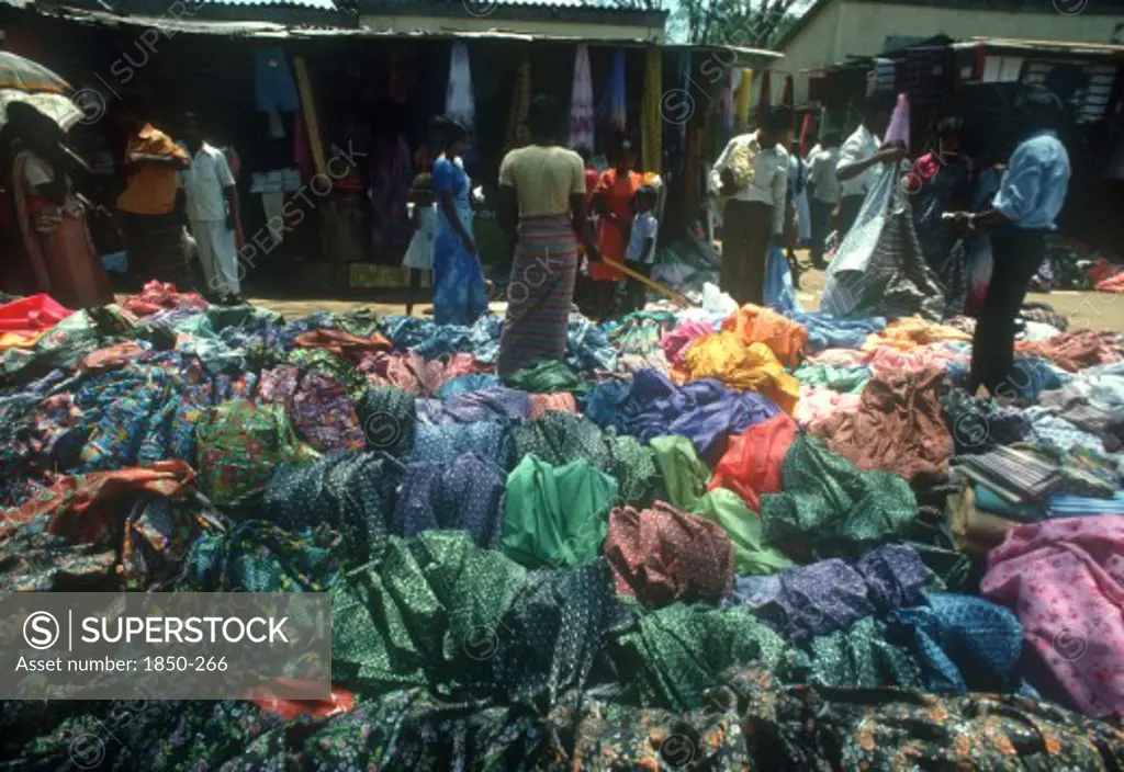 Sri Lanka, Kandy, Black Market Smuggled Fabrics And Goods On Sale In Market