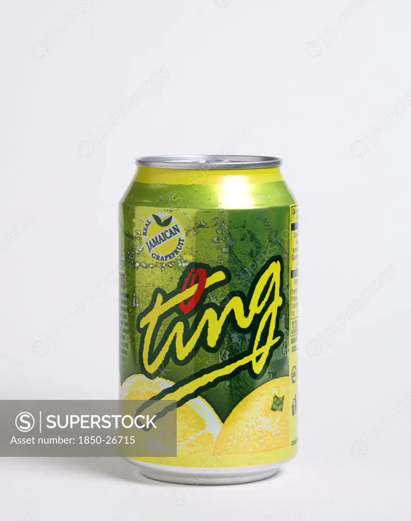 Drinks, Soft, Soda Pop, A Tin Of Ting The Jamaican Grapefruit Soft Drink On A White Background