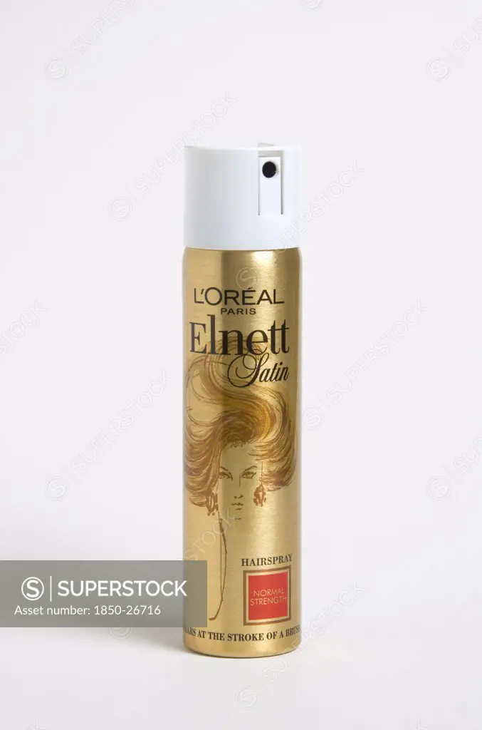 Grooming, Hair, Hairspray, An Aerosol Can Of Hairspray On A White Background