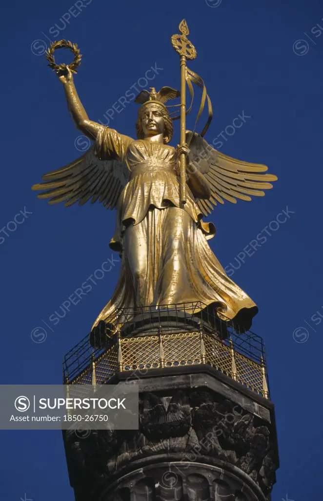 Germany, Berlin, Victory Column Created By Heinrich Strack  To Commemorate Prussian Victory Over Denmark.  Statue Of Viktoria  Goddess Of Victory Designed By Friedrich Drake.