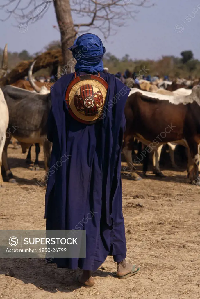 Mali, Kolokani, Fulani Man At Cattle Market.