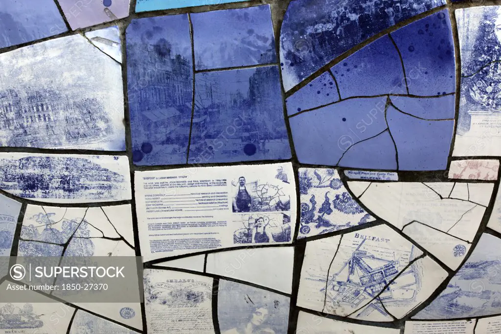 Ireland, North, Belfast, 'Donegall Quay, The Big Fish Sculpture By John Kindness. The Scales Of The Fish Are Pieces Of Printed Blue Tiles With Details Of Belfasts History. The 10 Metre Long Structure Is Situated Beside The Lagan Weir Opposite The Old Custom House'