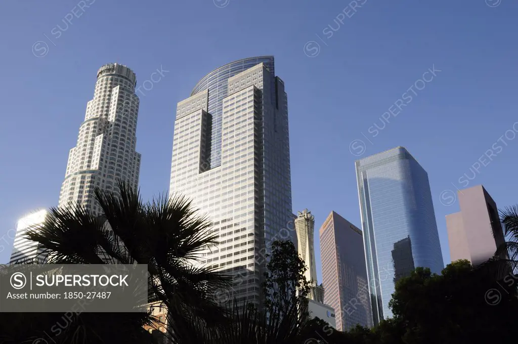 Usa, California, Los Angeles, Skyscrapers Of Financial District Downtown