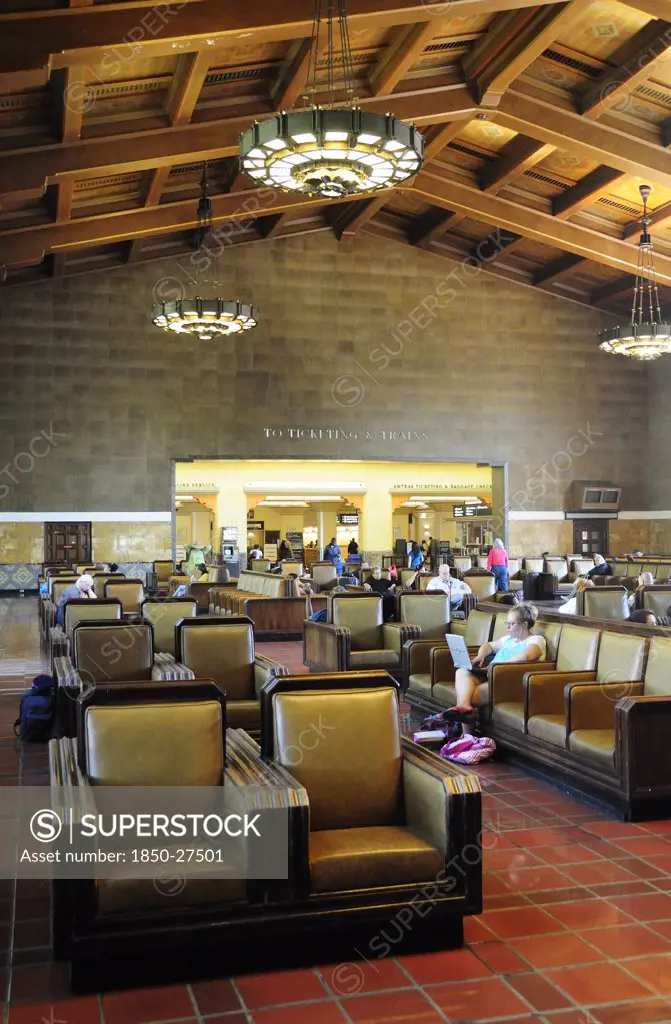 Usa, California, Los Angeles, 'Interior Of Waiting Hall, Union Station'