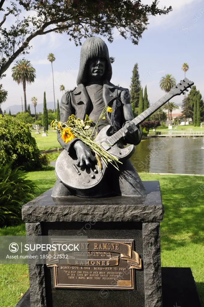 Usa, California, Los Angeles, 'Johnny Ramone Grave, Hollywood Forever Memorial Park'