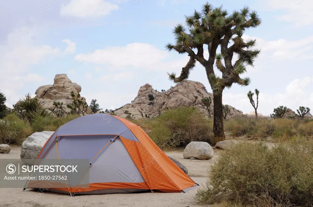 Usa, California, Joshua Tree National Park, 'Tent Camping At Hidden Valley Campground, Joshua Tree National Park'