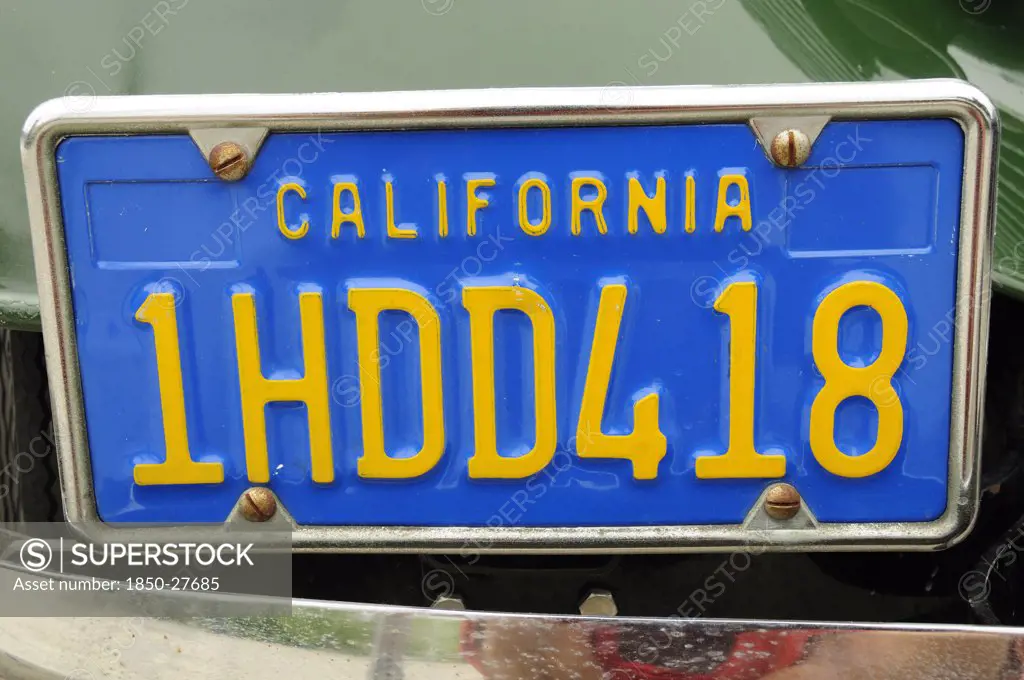 Usa, California, Los Angeles, 'Car Number Plate, Santa Monica'
