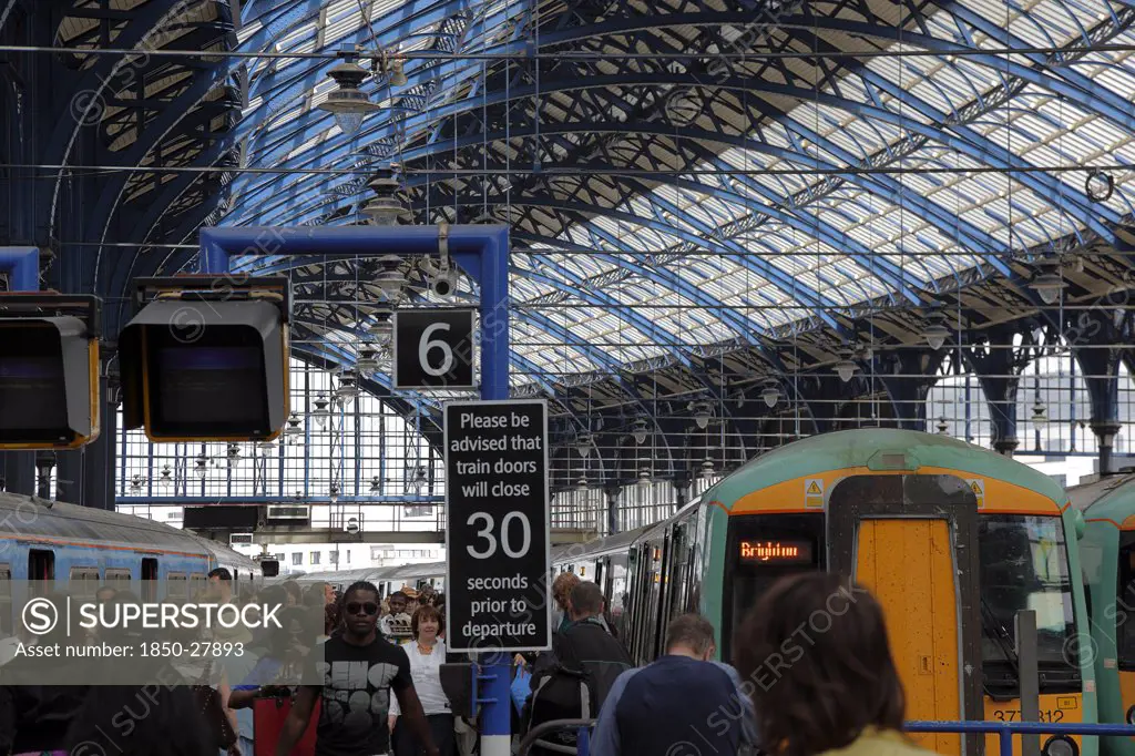 England, East Sussex, Brighton, Newly Refurbished Mainline Railway Station Interior.