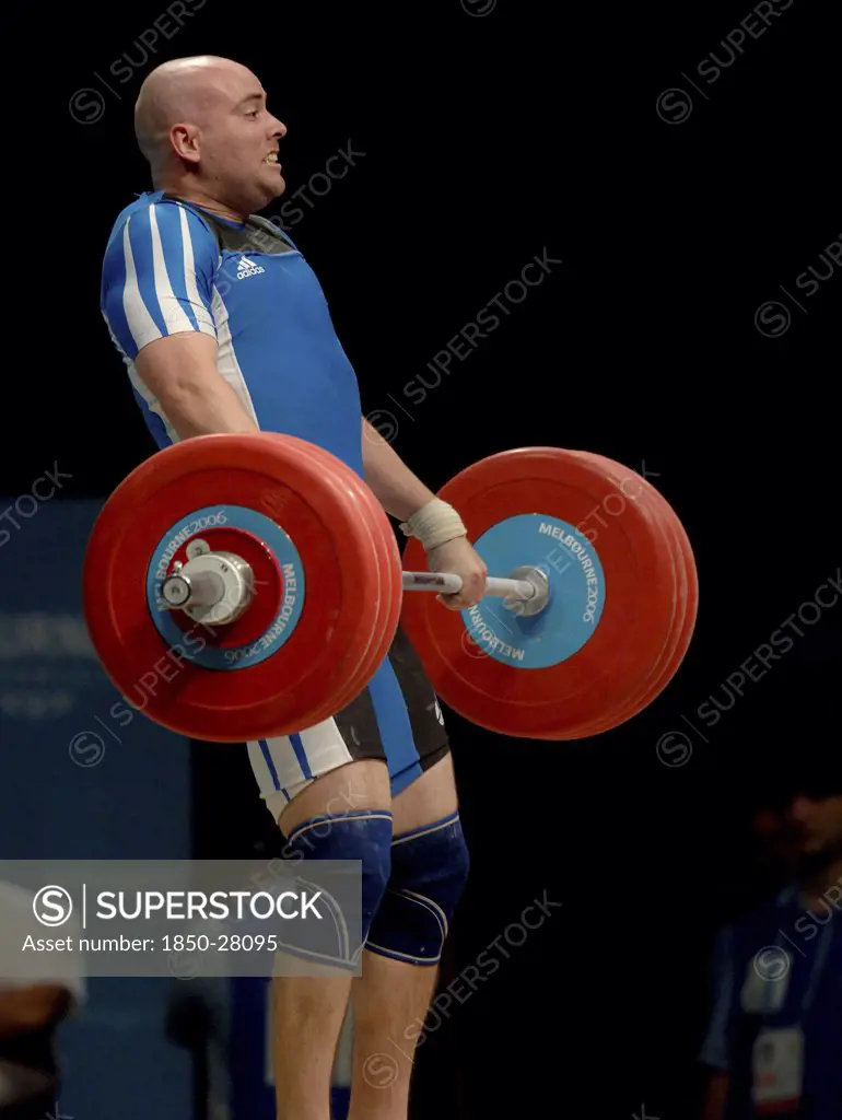 Sport, Weights, Lifting, 'Weight Lifting 94Kg, Tommy Yule Winning Bronze Medal During Melbourne 2006 Commonwealth Games.'