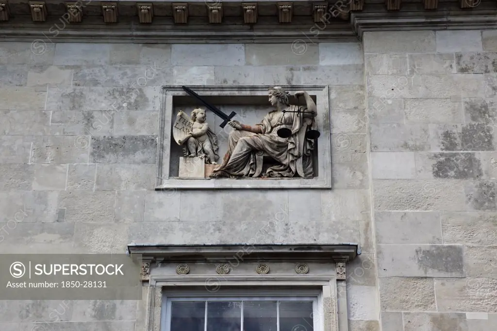 England, East Sussex, Lewes, 'High Street, Crown Court Building, Details Of Carving.'