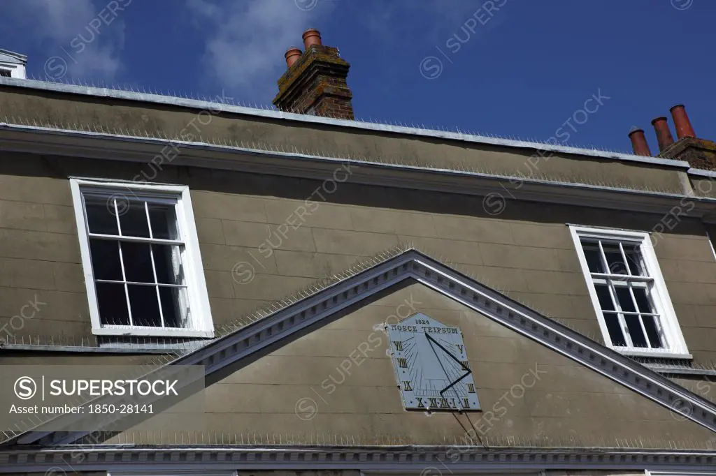England, East Sussex, Lewes, 'Cliffe High Street, Sundial On Building.'