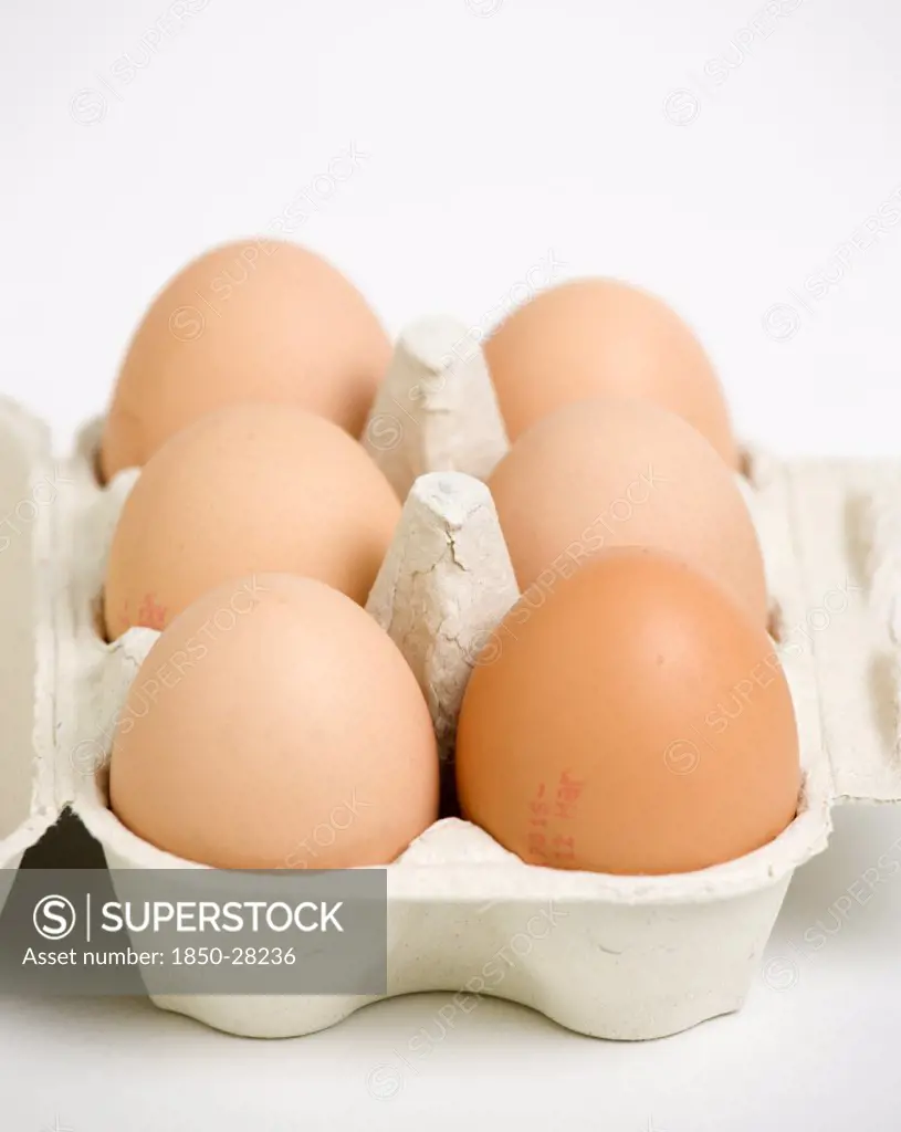 Food, Uncooked, Eggs, Box Of Six Free Range Eggs.