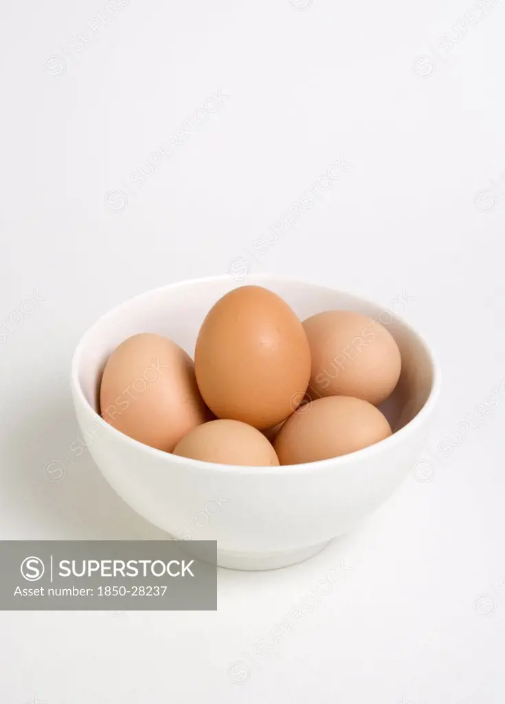 Food, Uncooked, Eggs, Free Range Eggs In A Bowl On A White Background.