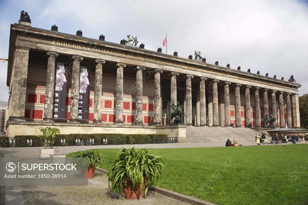 Germany, Berlin, Altes Museum  Built By Karl Friedrich Schinkel 1823-1830.  Exterior With Classical Colonnaded Facade.