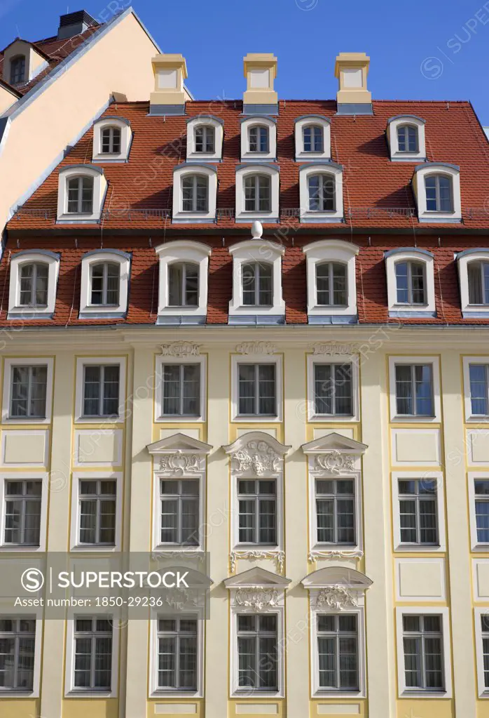 Germany, Saxony, Dresden, Restored Buildings In Neumarkt Square.
