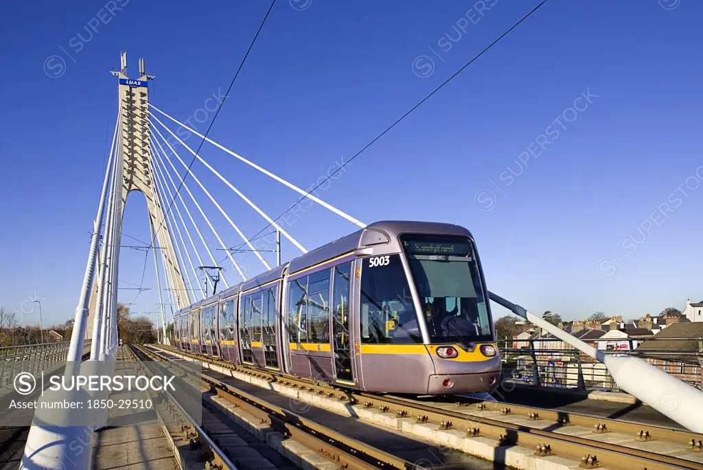 Ireland, County Dublin, Dublin City, Luas  Dublins Light Rail Tram System  Tram On Dundrum Bridge