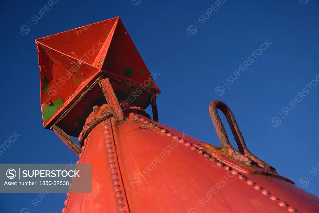 Ireland, County Wexford, Hook Head Lighthouse, Red Container In Lighthouse Grounds