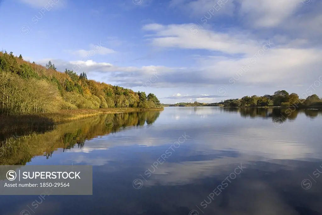 Ireland, County Monaghan, Castleblayney, Autumn Colours At Lough Muckno