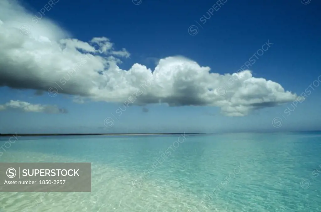 Tanzania, Zanzibar, Seascape, Seascape Off The East Coast With Large Low Clouds Overhead