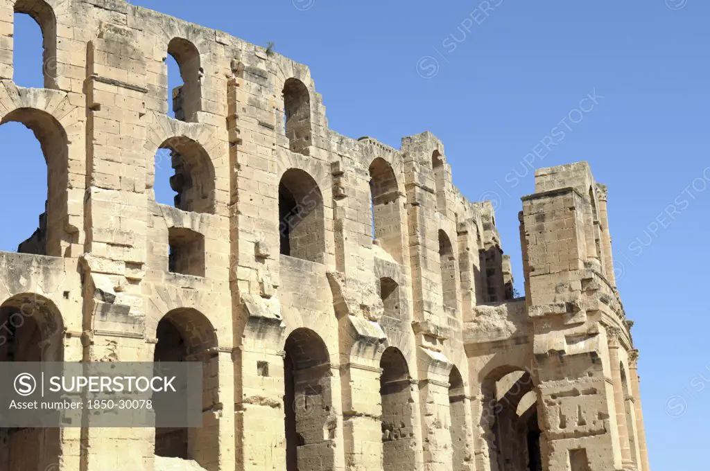 Tunisia, El Jem, Roman Colosseum.