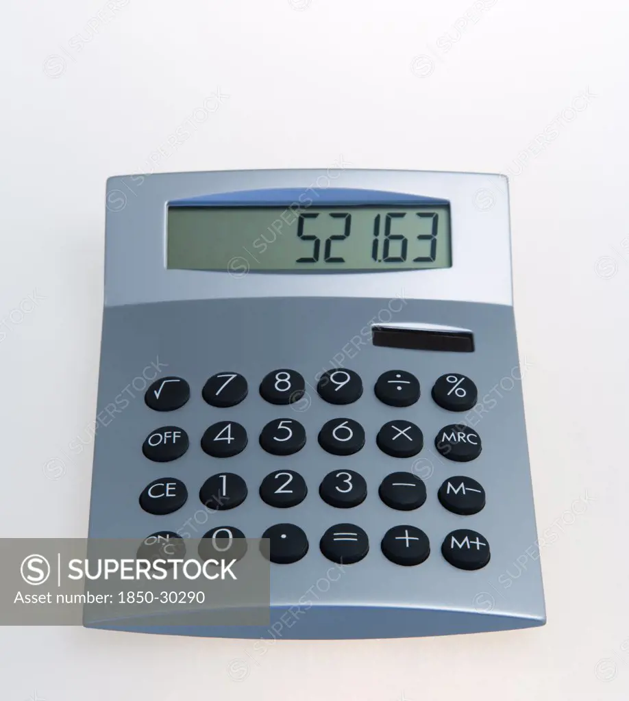 Business, Computers, Calculator, Solar Powered Digital Calculator On A White Background.