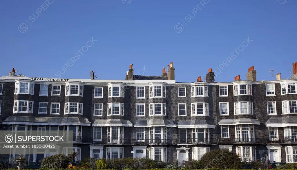 England, East Sussex, Brighton, Kemptown  Royal Crescent Victorian Terraced Houses On Marine Parade.