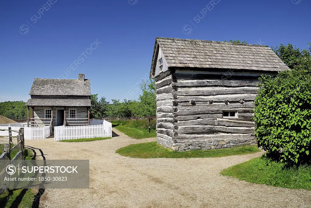 Ireland County Tyrone Omagh, Ulster American Folk Park  Western Pennsylvania Log House exterior