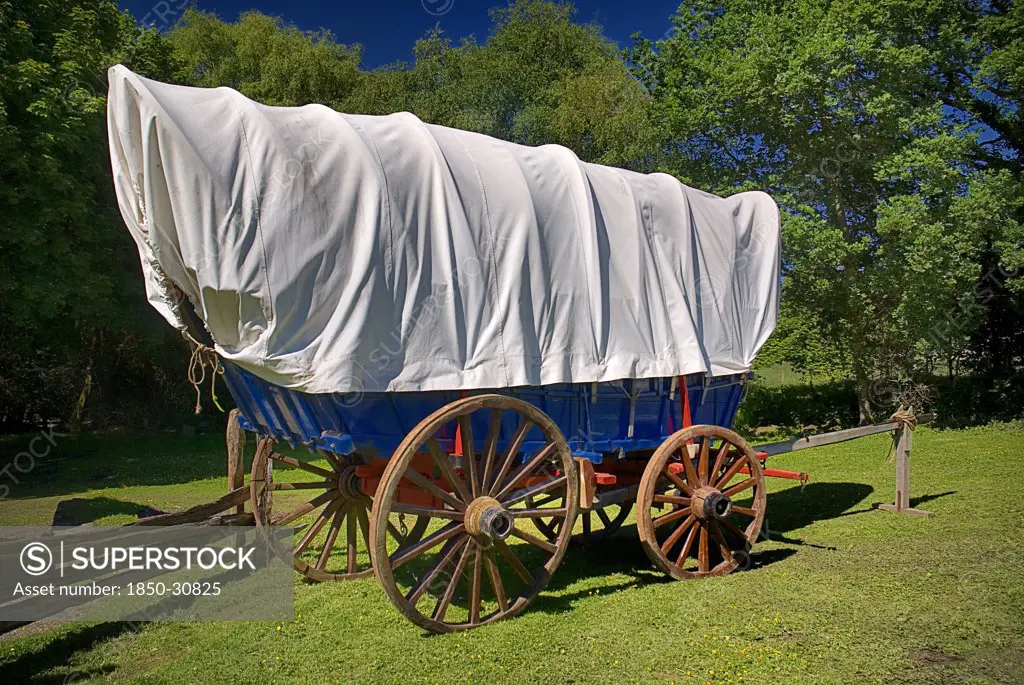Ireland County Tyrone Omagh, Ulster American Folk Park  Conestoga type wagon