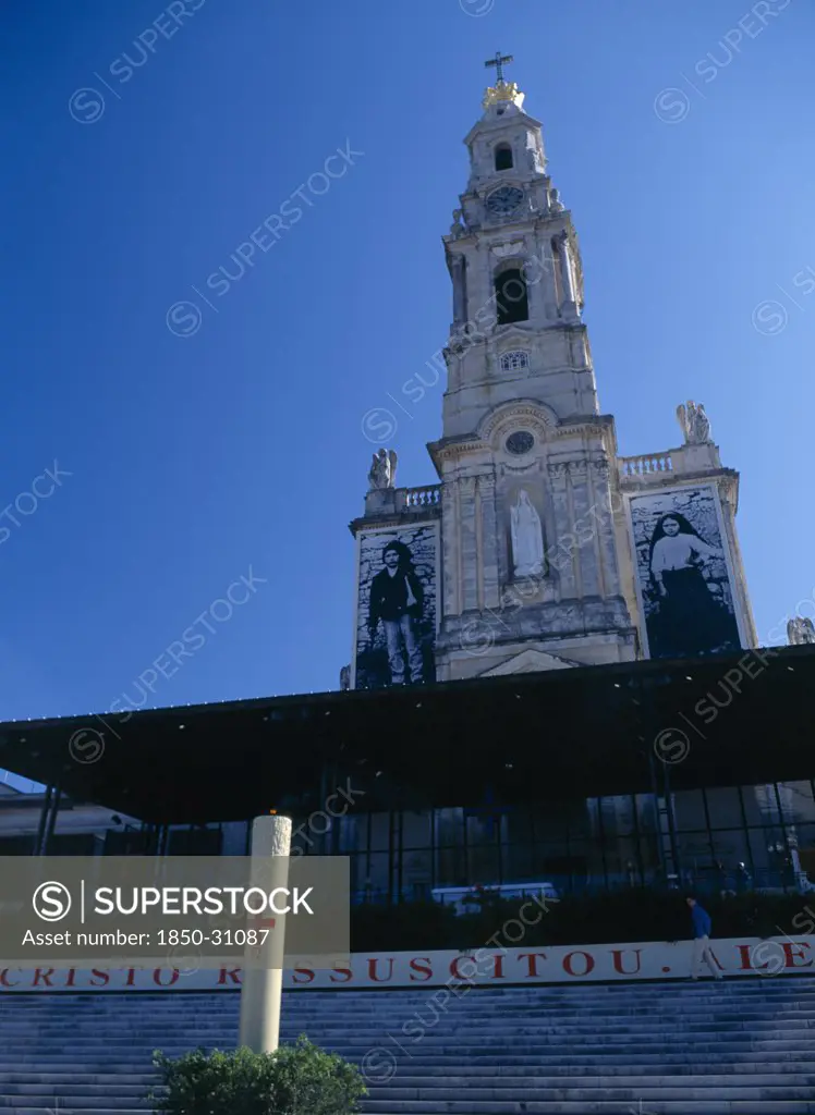 Portugal Beira Litoral Fatima, Large incense burning on steps outside church Portuguese Religion Southern Europe