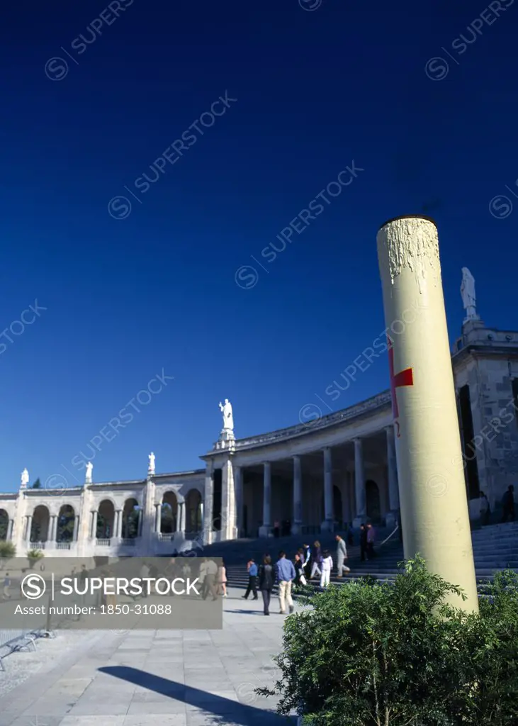 Portugal Beira Litoral Fatima, Large incense burning on steps outside church Portuguese Religion Southern Europe