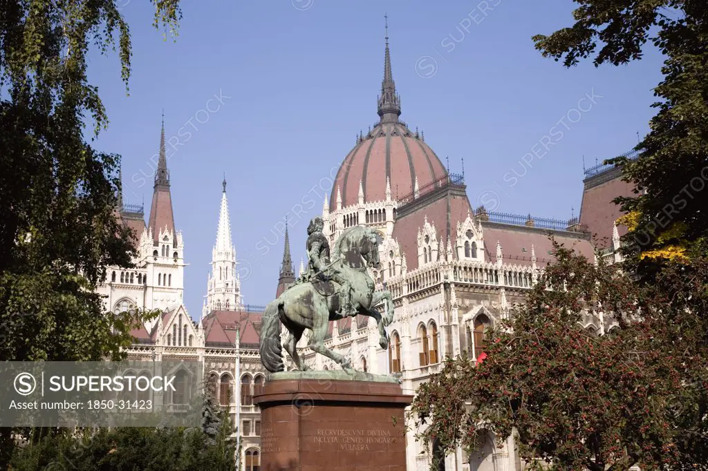 Hungary Pest County Budapest, Equestrian statue of Francis II Rakoczi  leader of the Hungarian uprising against the Habsburgs