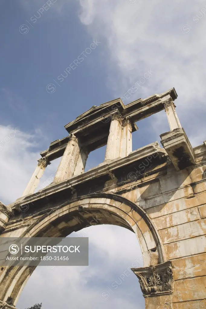 Greece Attica Athens, Hadrians Arch at the entrance to the Temple of Olympian Zeus