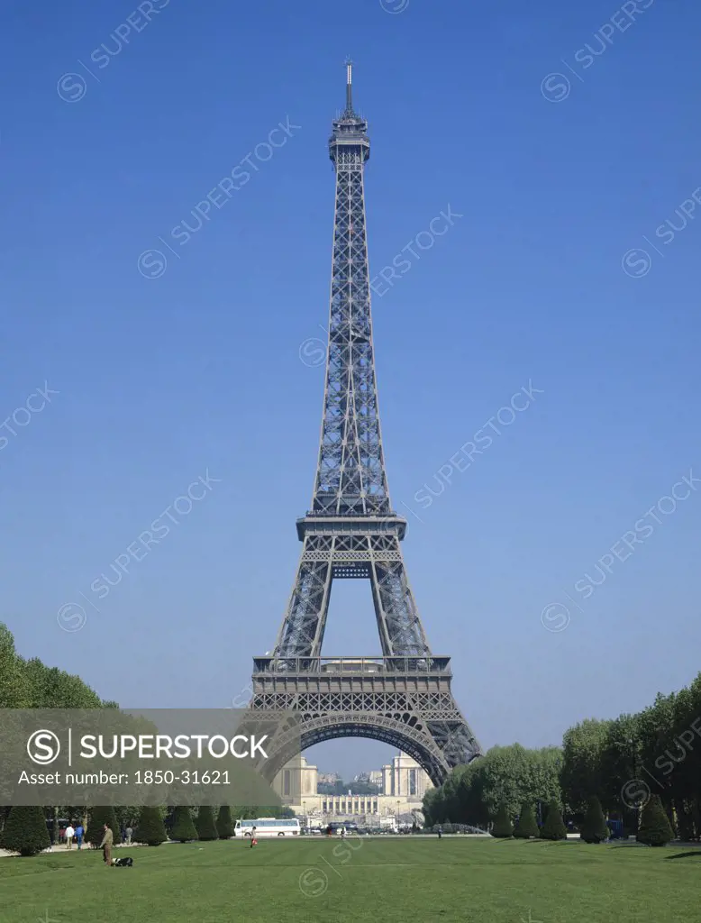 France Ile De France Paris, Eiffel Tower from the Parc du Champs de Mars