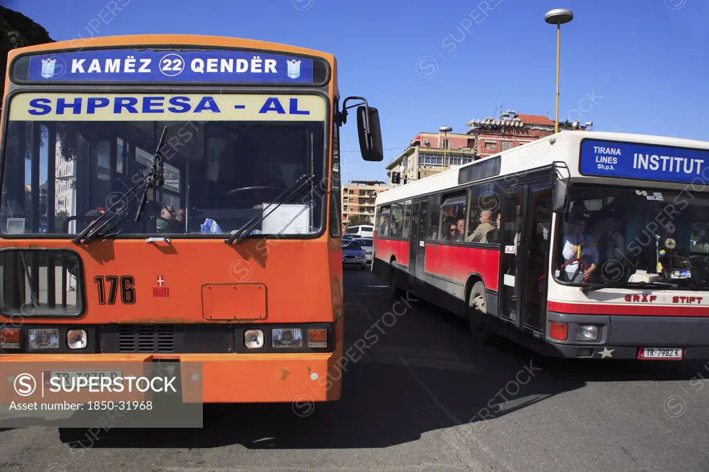 Albania, Tirane, Tirana, Public buses.