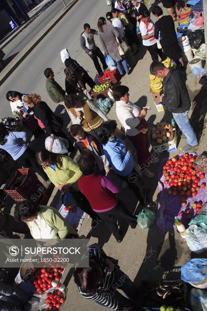Albania, Tirane, Tirana, Street vendors selling fruit and vegetables.