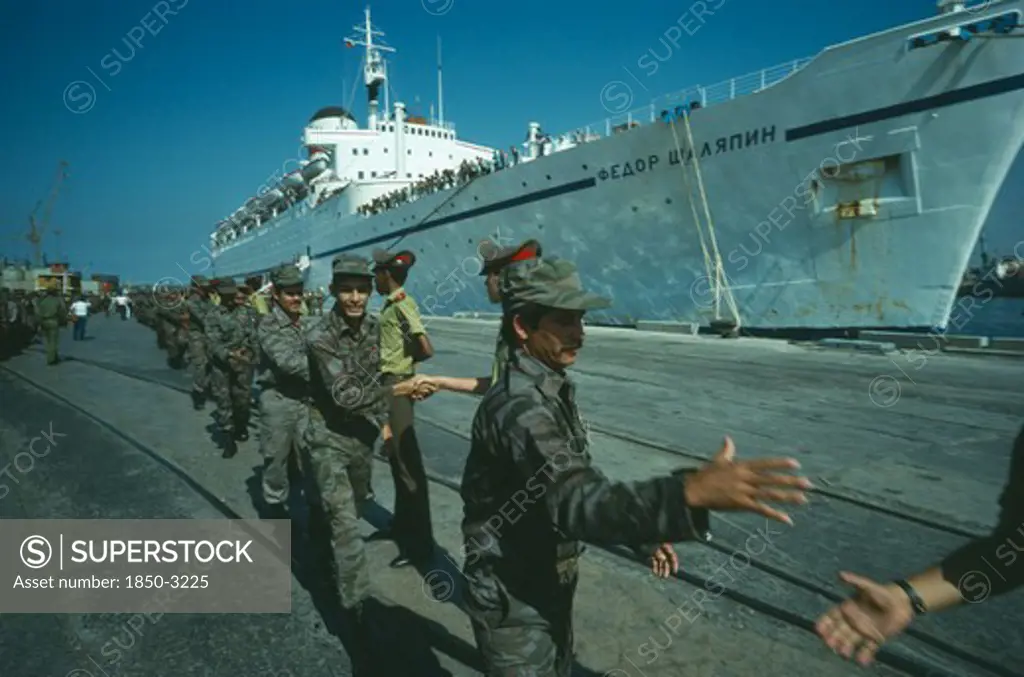 Cuba, Military, Soldiers Returning From Angola Being Greeted At The Docks.