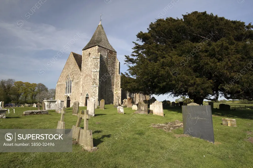 England, Kent, Romney Marshes, Old Romney  Derek Jarmans modern headstone the graveyard of St Clements church.
