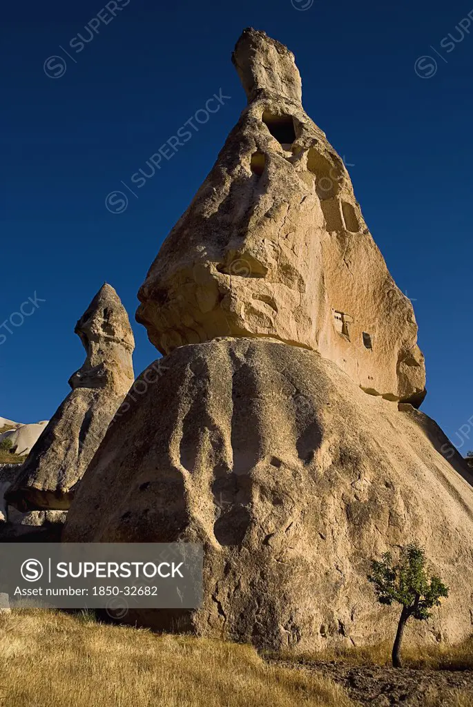 Turkey, Cappadocia, Goreme, Pigeon Valley,  Fairy Chimneys with dovecotes, Pigeon droppings are used as fertiliser.