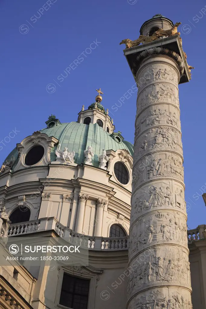 Austria, Vienna, Karlskirche or Church of St Charles Borromeo dome.